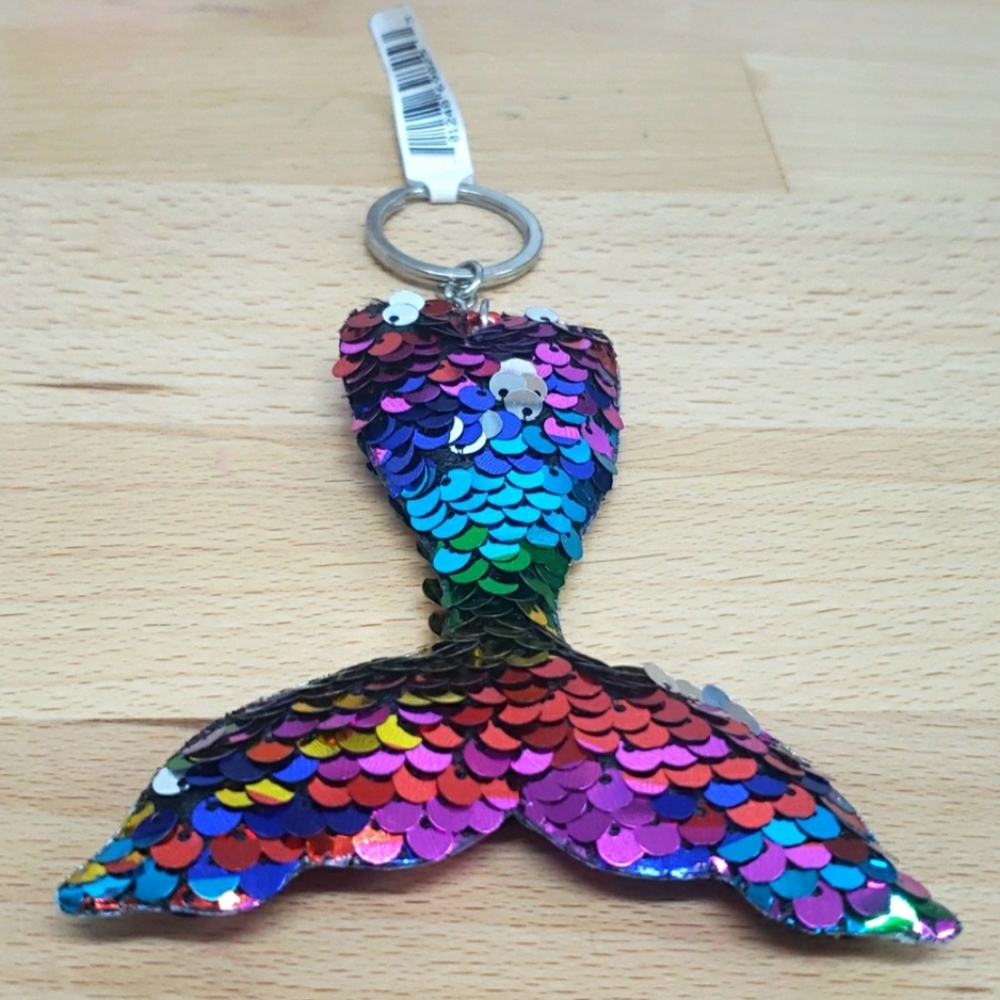 #117-14 Mermaid Tail Keychain Sequins,multicolored.